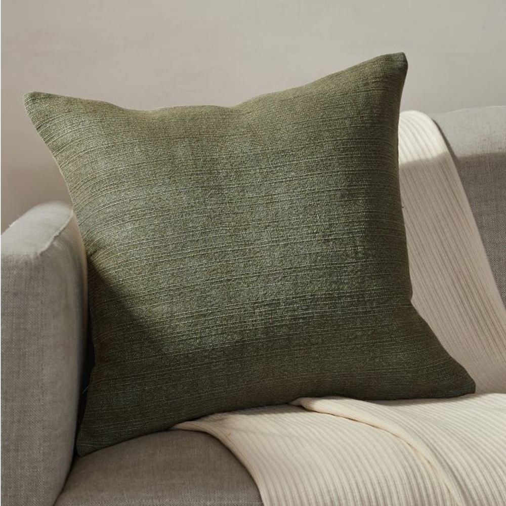 LINGE PARTICULIER 100%LINEN PILLOWCASE MEDIUM KAKI made in FRANCE 65X65cm